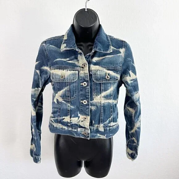 Silver Jeans Button Front Acid Wash Denim Jean Jacket Blue Size Extra Small - Picture 2 of 11